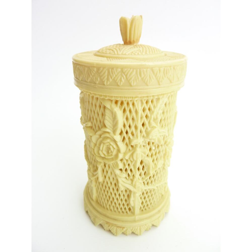 Vintage Appetizer Cocktail Forks Lattice Plastic Rose Retro Filigree Jar Holder